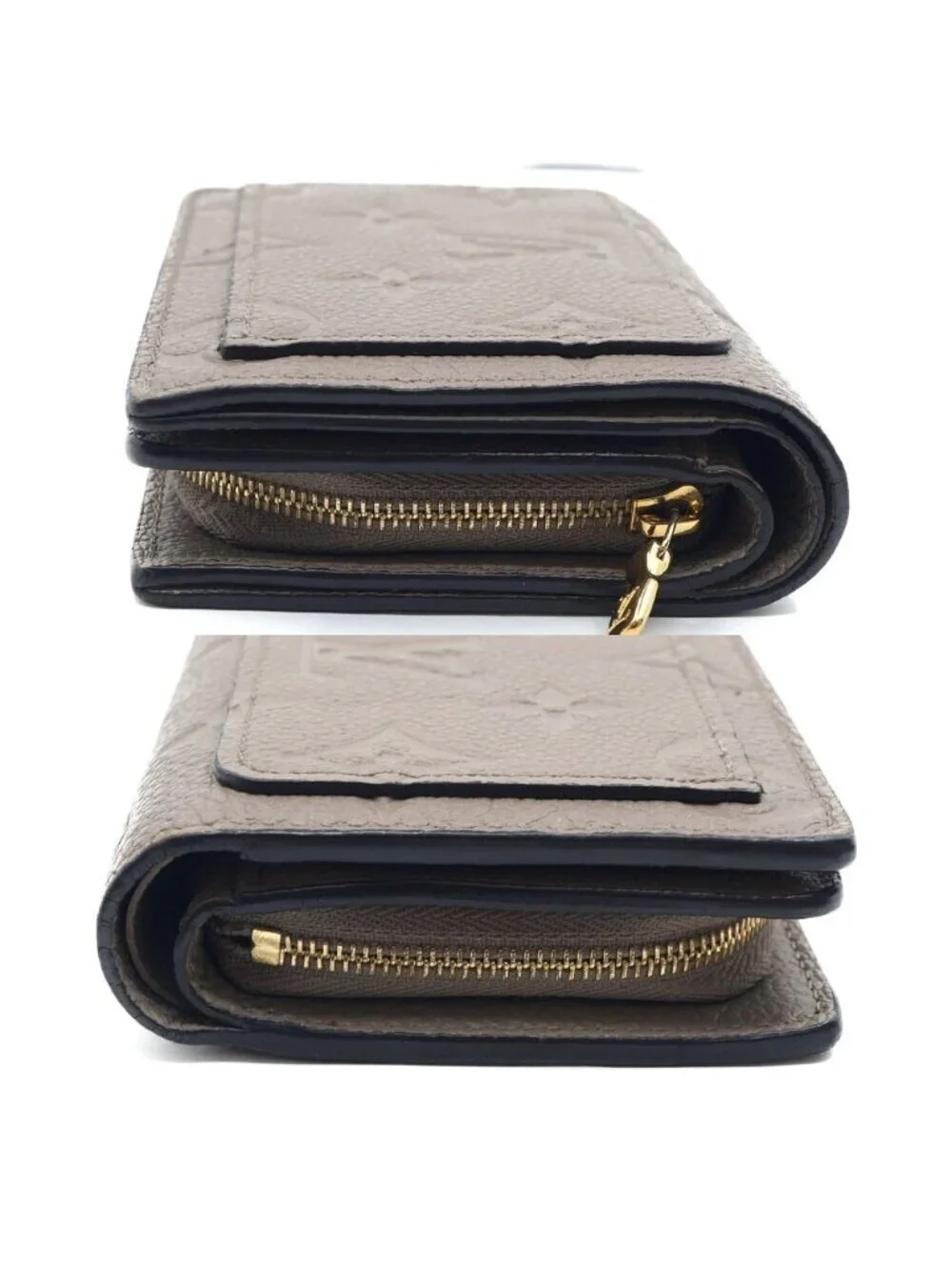 Louis Vuitton Portefeuille Clair Monogram Coin Purse Beige Gold Bifold Wallet